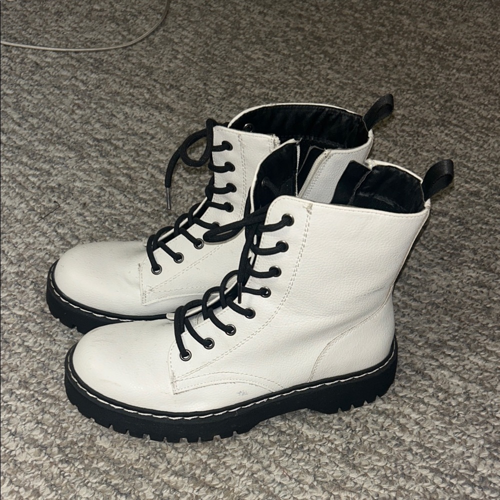 White Combat Boots